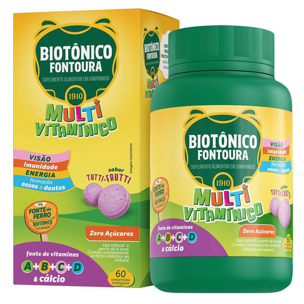 Biotonico Fontoura  Tuttifruti 60 Comprimidos Mastigáveis